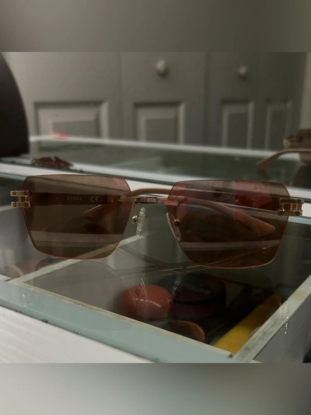 Guess Brown Gradient Rimless Sunglasses